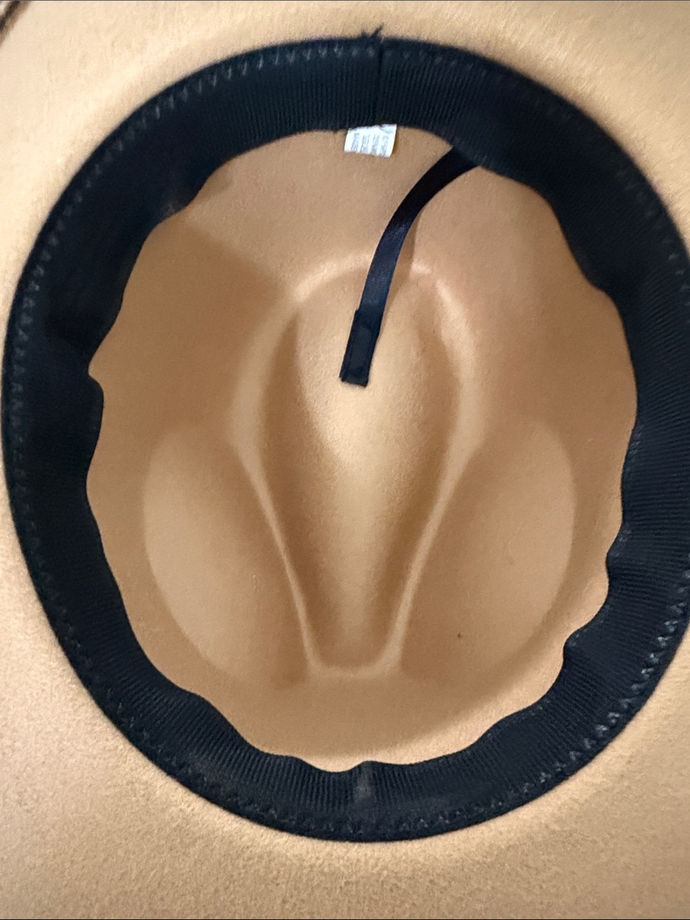 Women’s Tan Wool Felt Fedora Hat with Leather Band - Picture 4 of 4